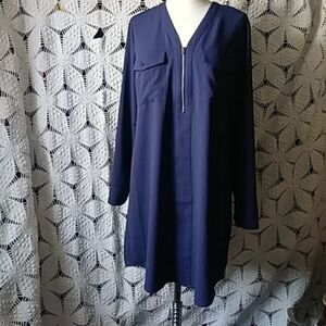 Express navy blue shift dress w zipper-sz XS